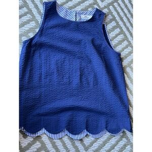 Vineyard Vines blue seersucker scalloped shell tank top Size 6